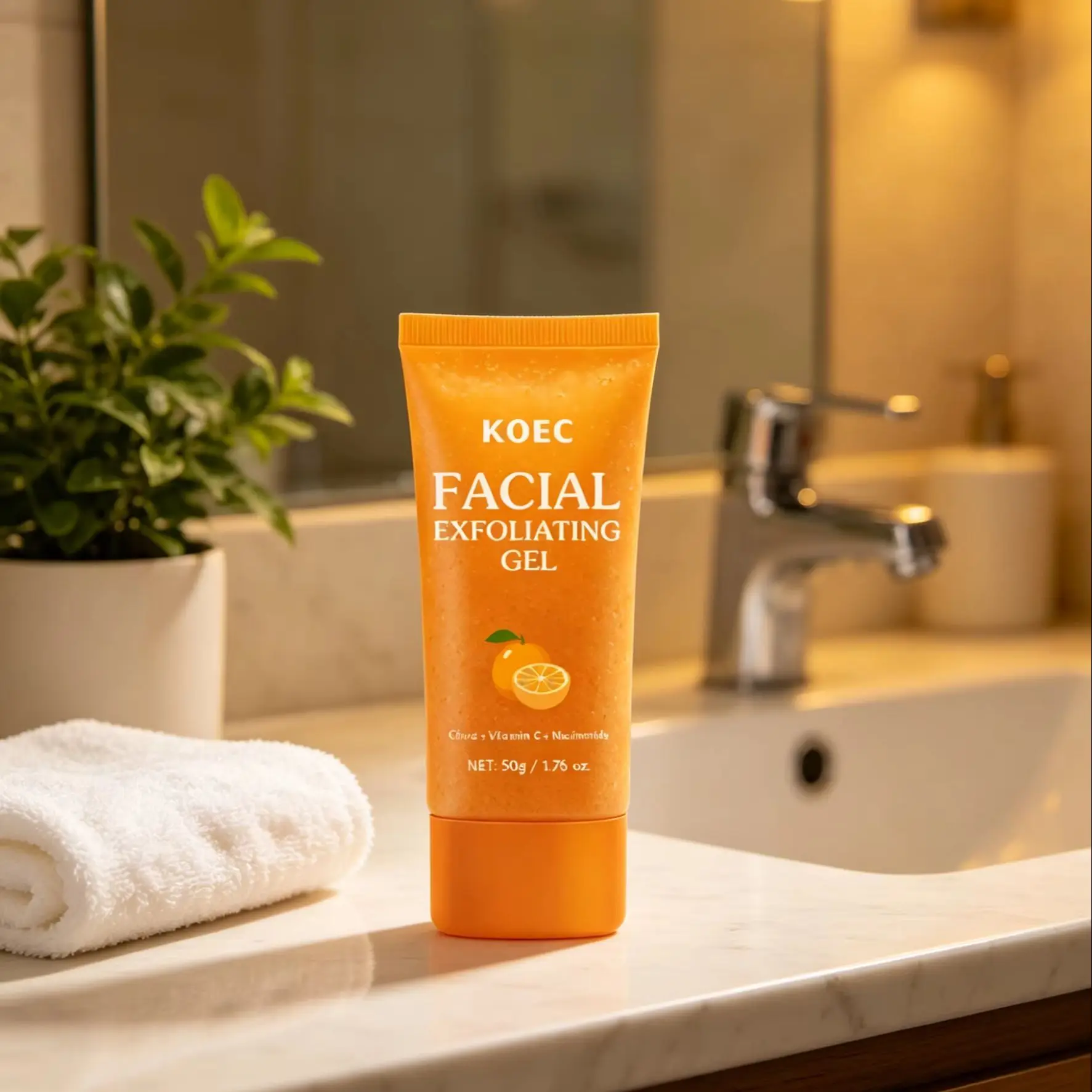 50g KOEC Citrus VitaminC Facial Exfoliating Gel Deep Cleansing Soothing Moisturzing Non-Greasy Lightweight Aloe Vera Niacinamide