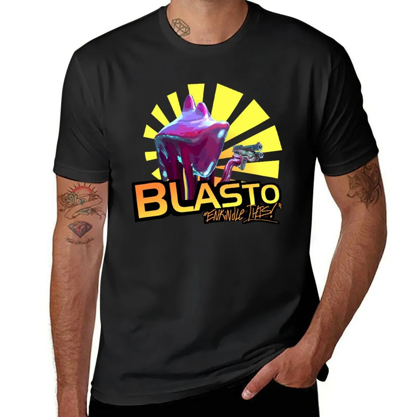 Mass Effect - BLASTO w/quote T-Shirt korean fashion Aesthetic clothing summer tops cute tops Men's t-shirts