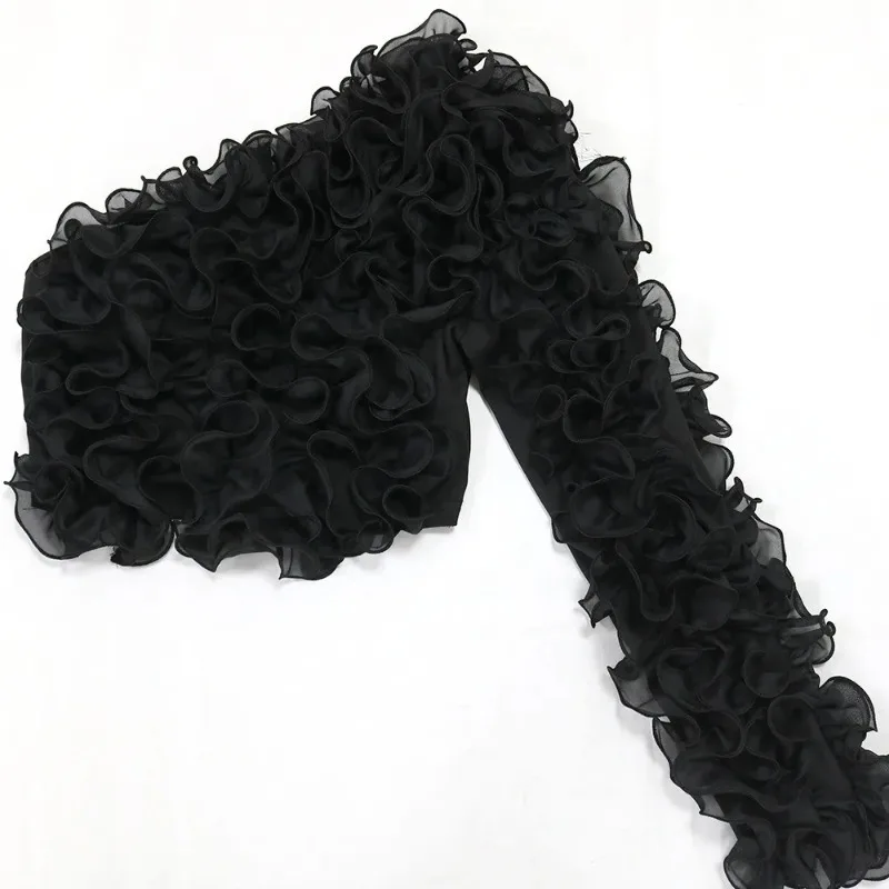 المرأة مثير كشكش قمم طويلة الأكمام عارضة