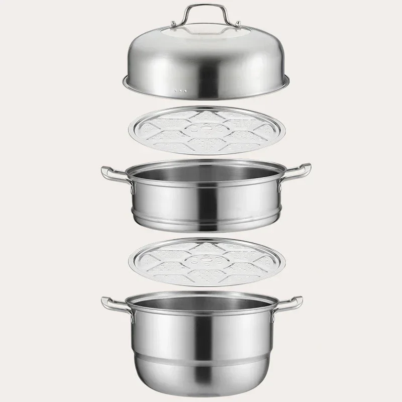 Stainless Steel 2/3 Layer Thickened Steamer Soup Pot Suitable All Kinds Of Stoves Kitchen Special Steam Pot Cooking Tools