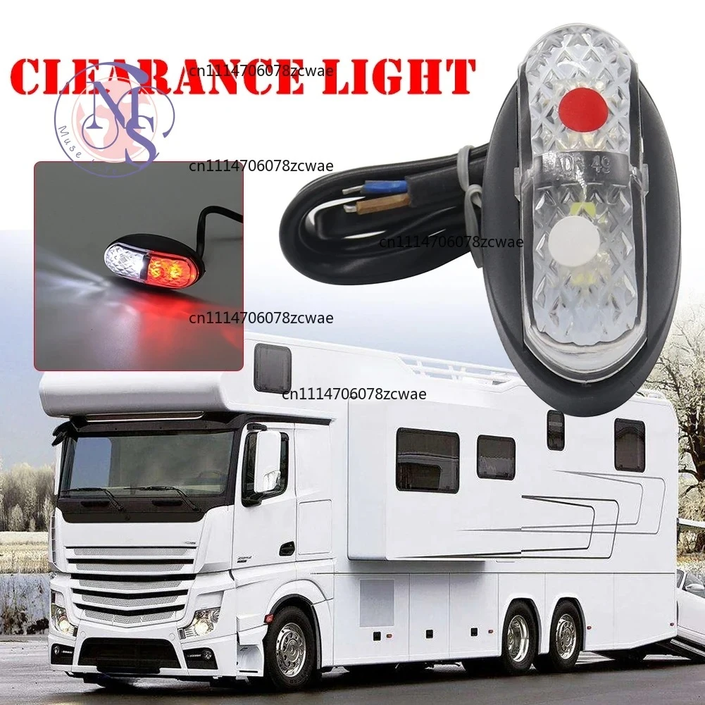 ZOCI-FOR 10-30V Front Side Marker Light Clearance White Rear Indicator Signal Lamp for Truck Trailer Caravan Bus Red+White