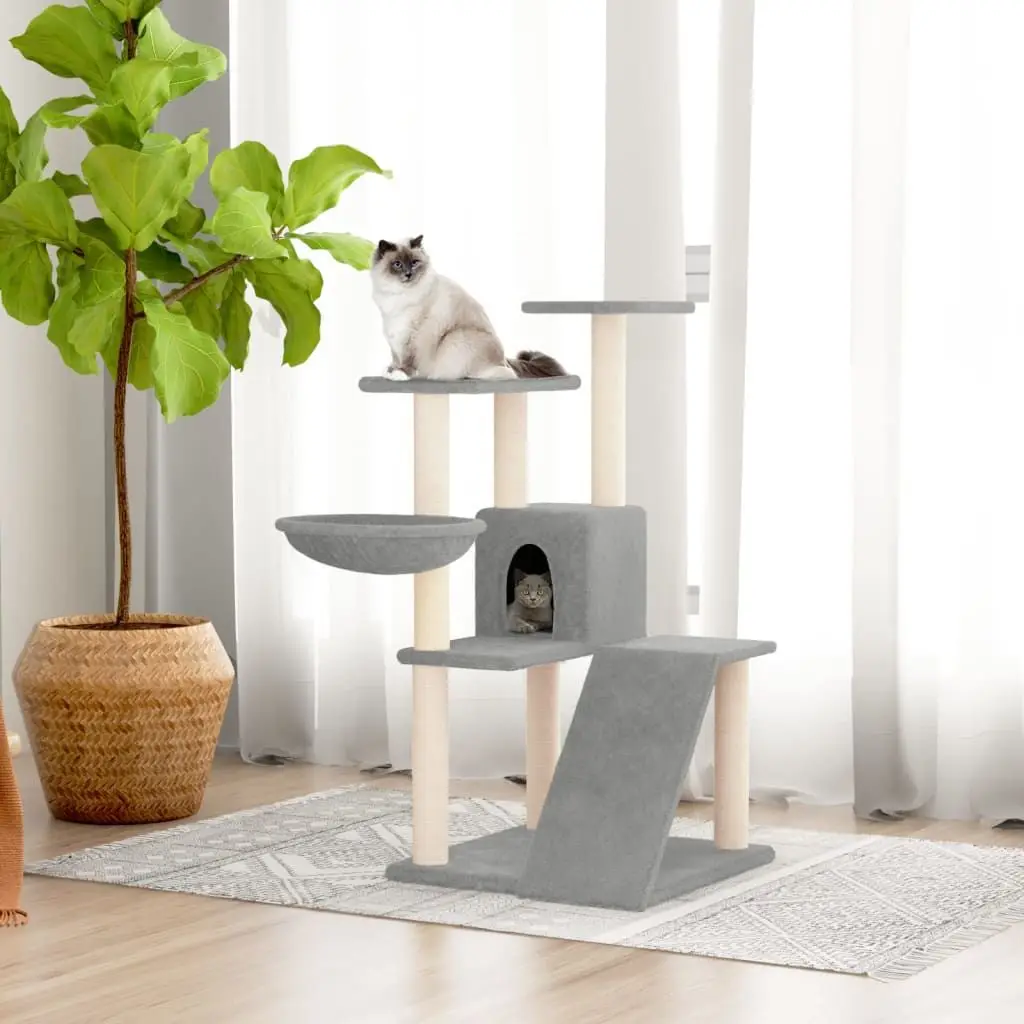 

Cat Tree Light Grey Engineered wood, plush, sisal Medium Modern