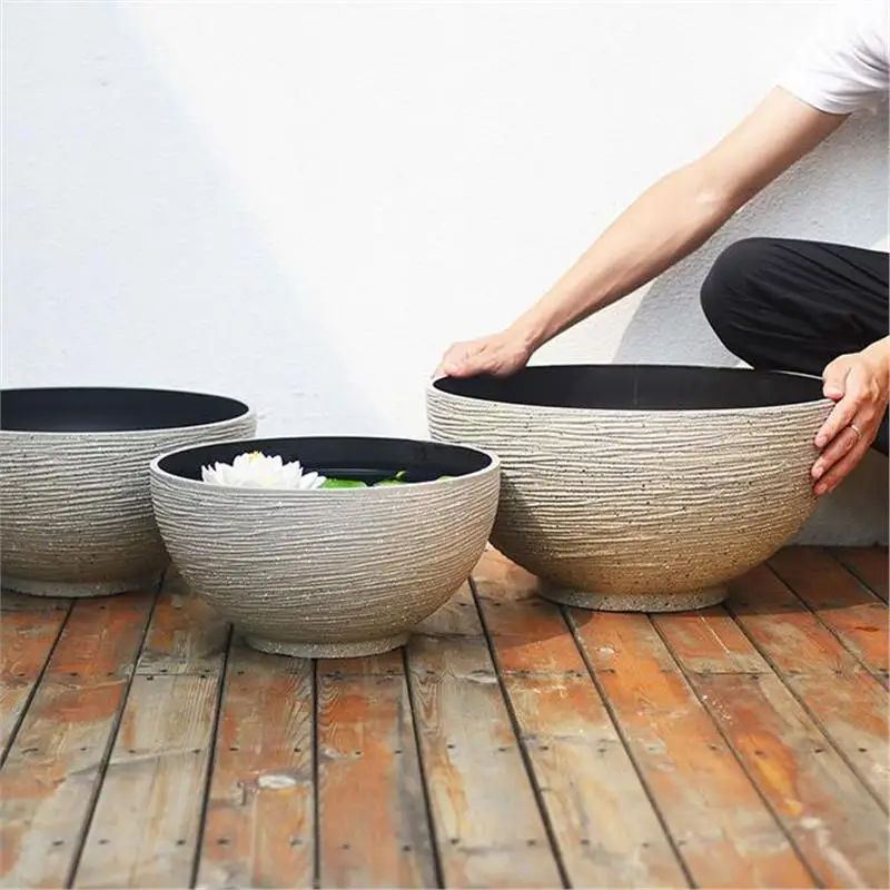 

Thiened Plastic Lotus Flower Pot Simplici Sle Imitation Cerc Indoor Balcony Water Lily Pond Large Size Planter Bowl