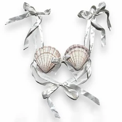 YOUR BUMP CURVE Handmade natural shell wrapped chest butterfly strappy backless short top sexy girl beach bar party