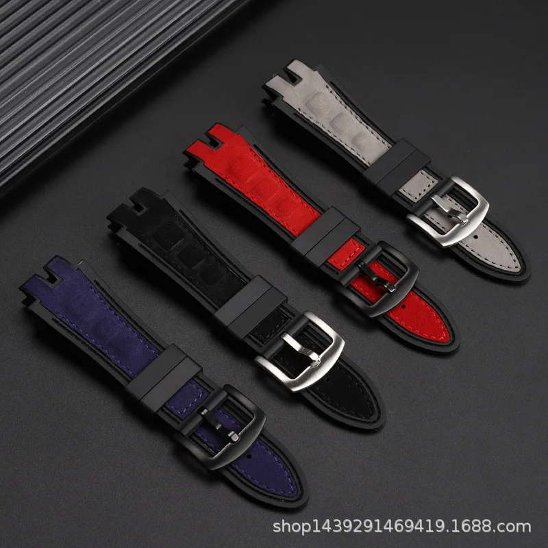 28mm Nubuck Nylon Leather Belt Soft Rubber Back Watch Band Accessories For Roger Dubuis Strap EXCALIBUR Series Pin Buckle