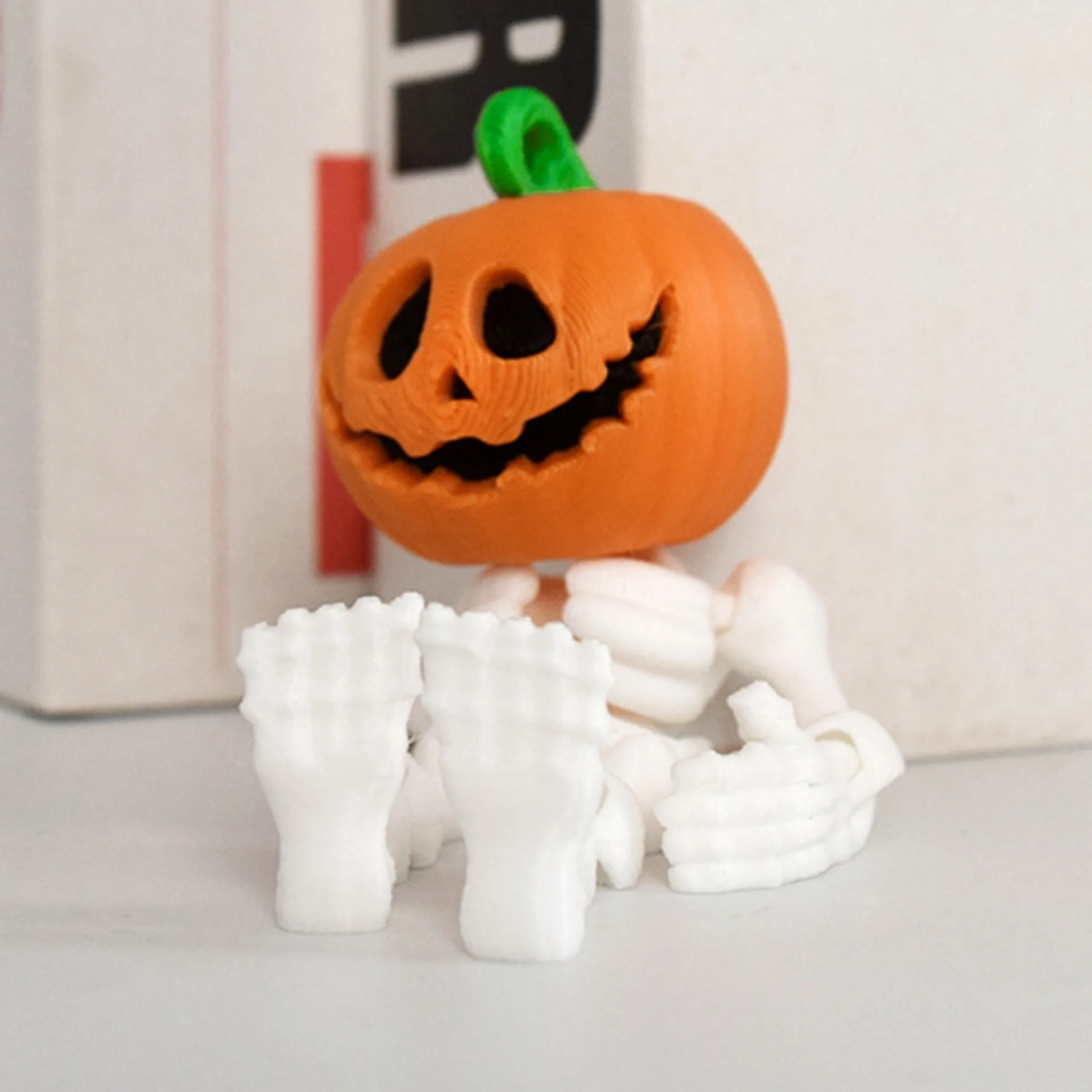 محاكاة اليقطين الهيكل العظمي رجل لعبة تمثال ثلاثية الأبعاد الطباعة لعبة المفاصل الحرة المنقولة مضحك الإجهاد الإغاثة عمل الشكل لعبة الهالوين #1