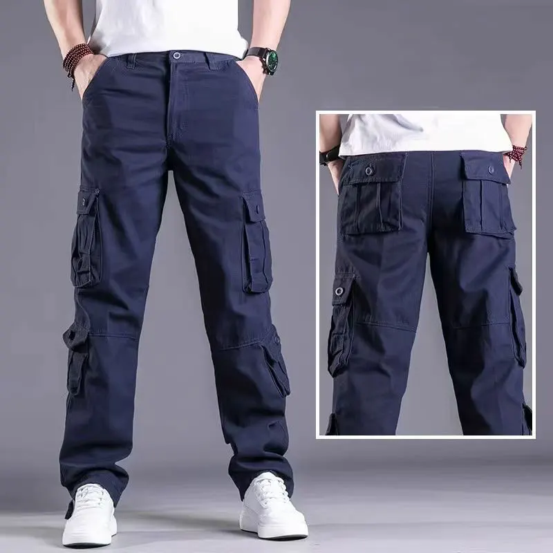 

Spring Autumn New Men Cargo Pants Mens Cotton Loose Tactical Pants Multi-pocket Trousers Pantalon Homme Big Size 29-44 Male