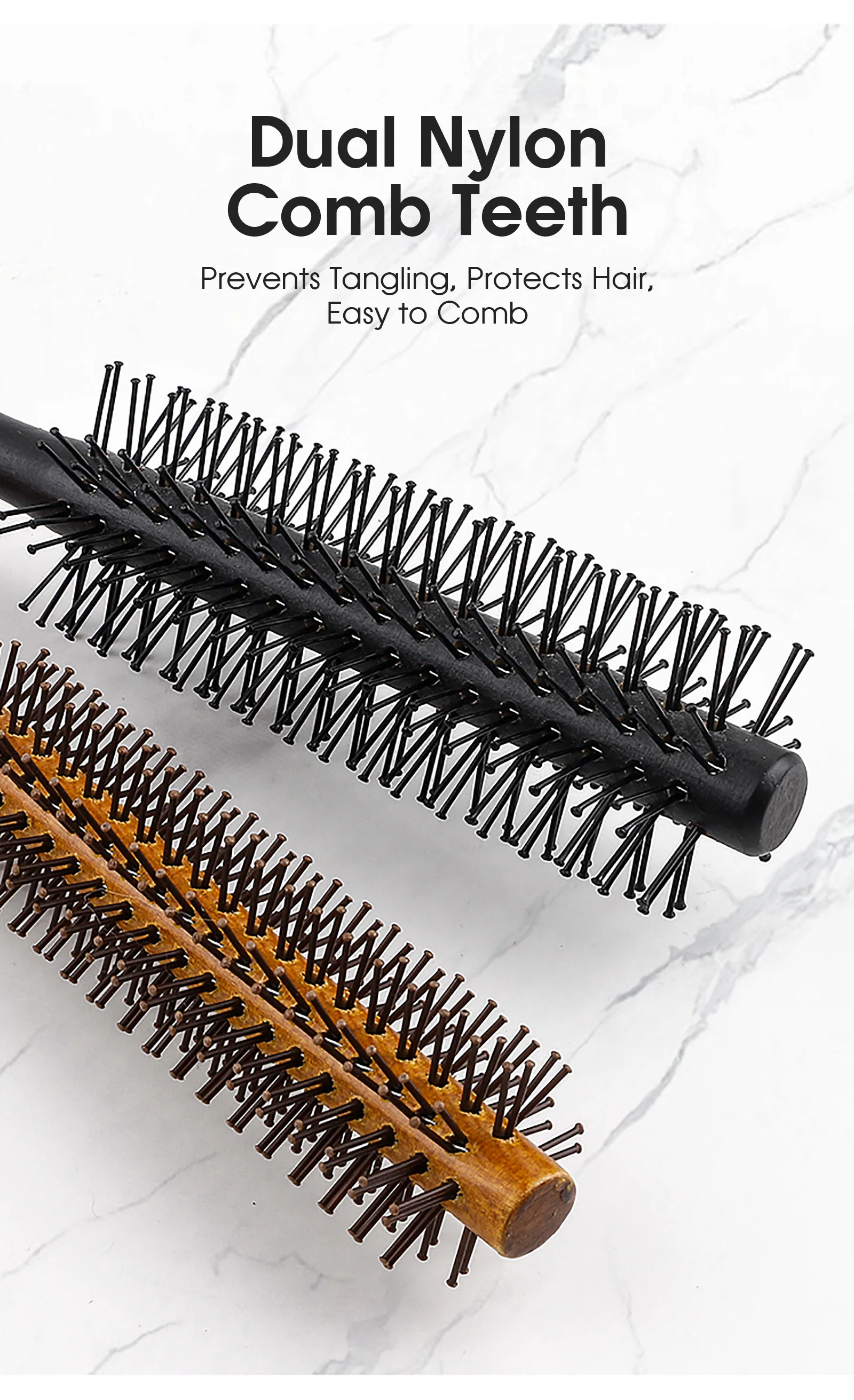 2-teiliges Pro Mini Holz-Rollkamm-Set, Twist-Rundkamm, Salon-Lockenbürste für Volumen-Styling, Friseurwerkzeuge – Detail 16