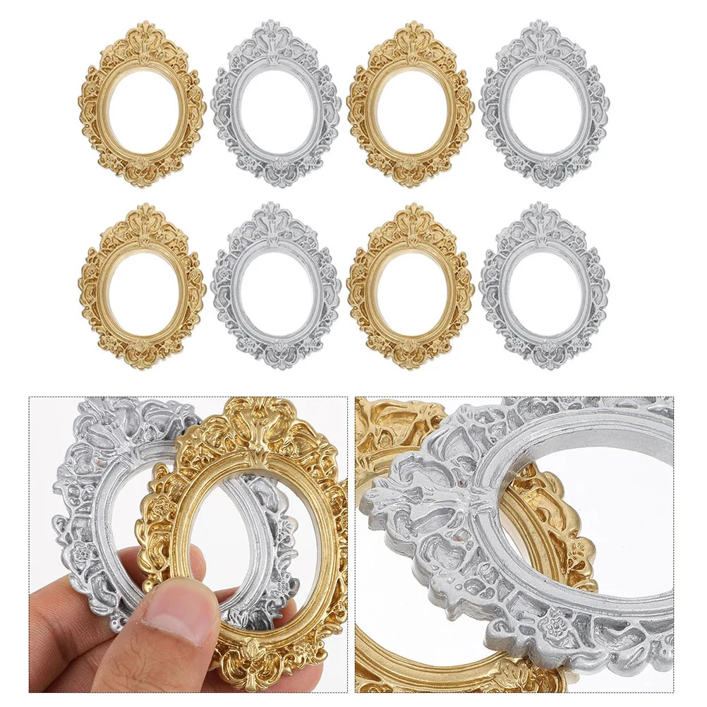 

8Pcs Resin Photo Frame Decorations Vintage Picture Frames Gold Small Frame for Home Decor Photo Display Prop Kit