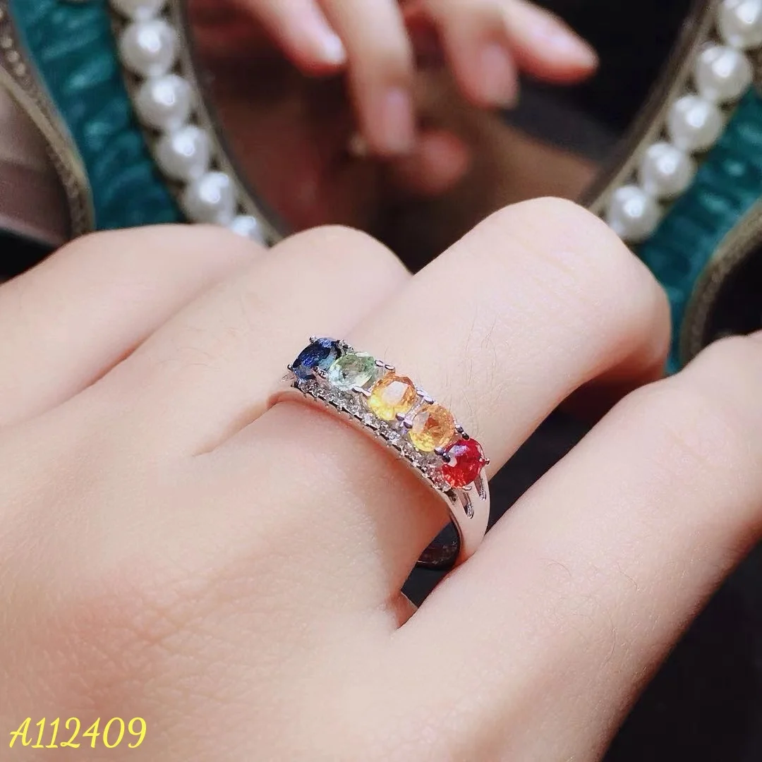 Special Offer Premium Jewelry Natural Color Sapphire Women's Ring 925 Pure Silver 5-Color Natural Gemstone Support Inspection