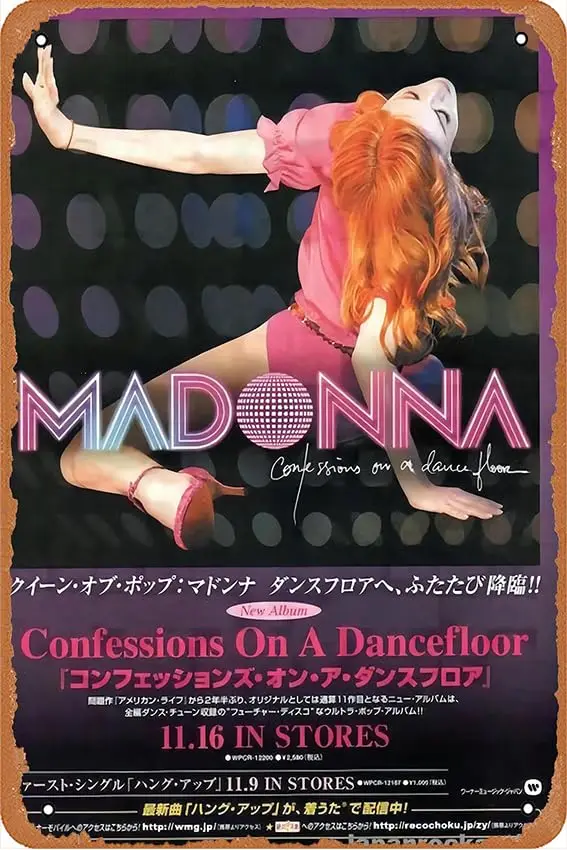 Madonna 2005/12 Confessions On A Dance Flooralbum ad pop/rock Poster Metal Sign Tin Metal Retro Wall Decor for Home,Street,Gate,