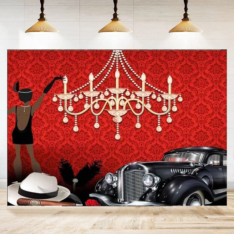 Roaring 20's Themed Party Photography Backdrop The Great Gatsby Birthday Background Gangster Vintage Wedding Decoration Poster