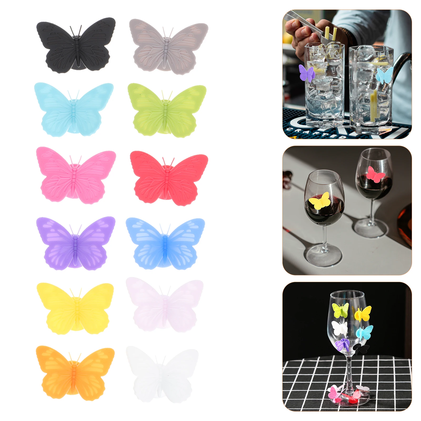 

12 шт., маркеры для бокалов для вина, креативные подвески для вечеринок, инструменты для идентификации стекла, силиконовые декоративные бирки для чашек, фестиваль