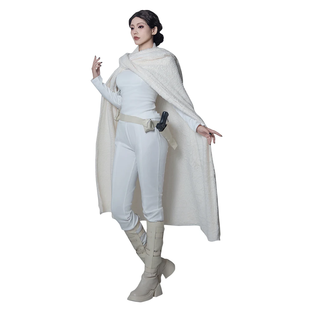 Padme White Cosplay Costume Uniform Cloak Adult Female Movie Space Battle Costume Outfits Halloween Dress Up Party Clothes Suit