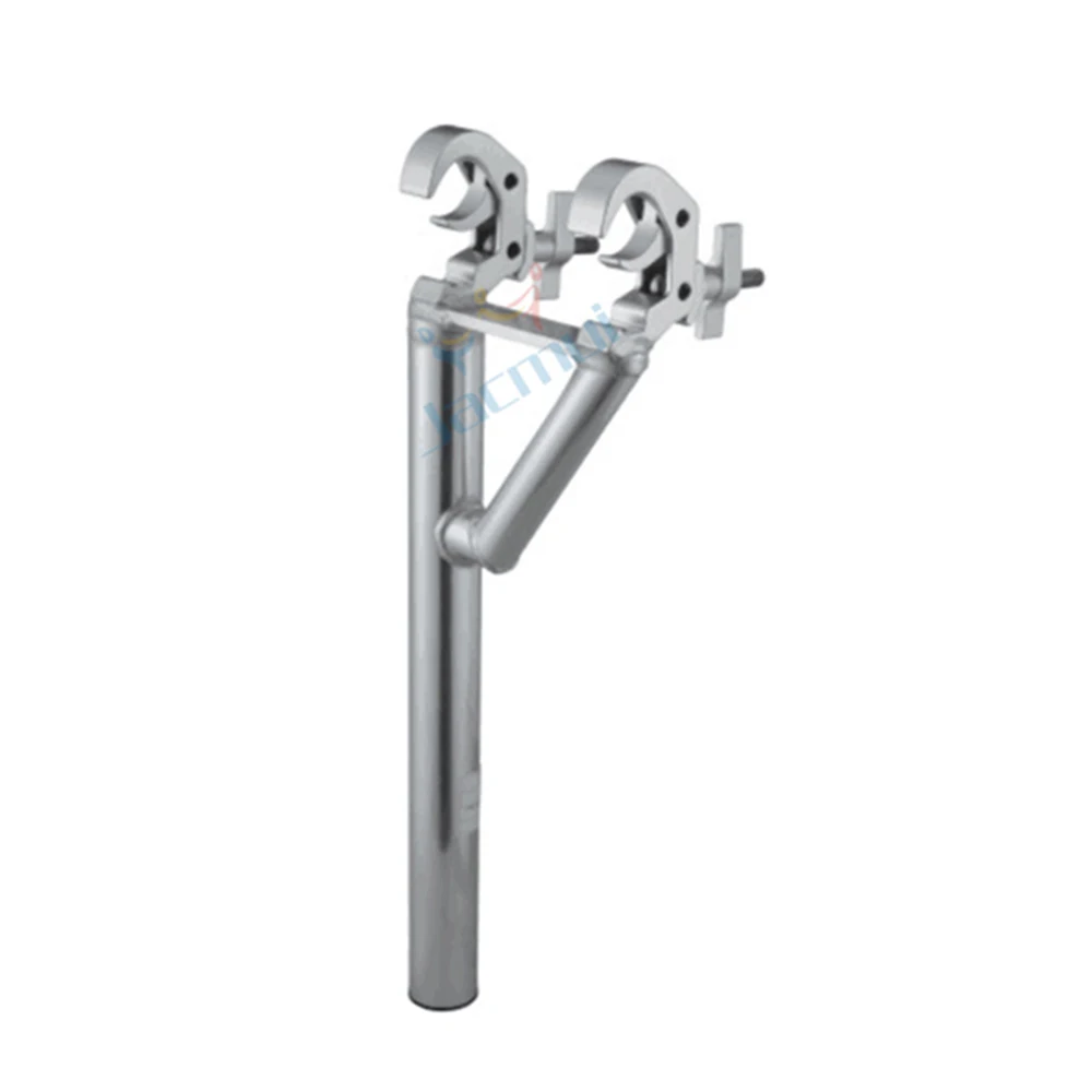 

One Piece Aluminum Finish Y Shape Long Post Truss Clamps 19 Inch Long Pipe with 2 Light Hooks