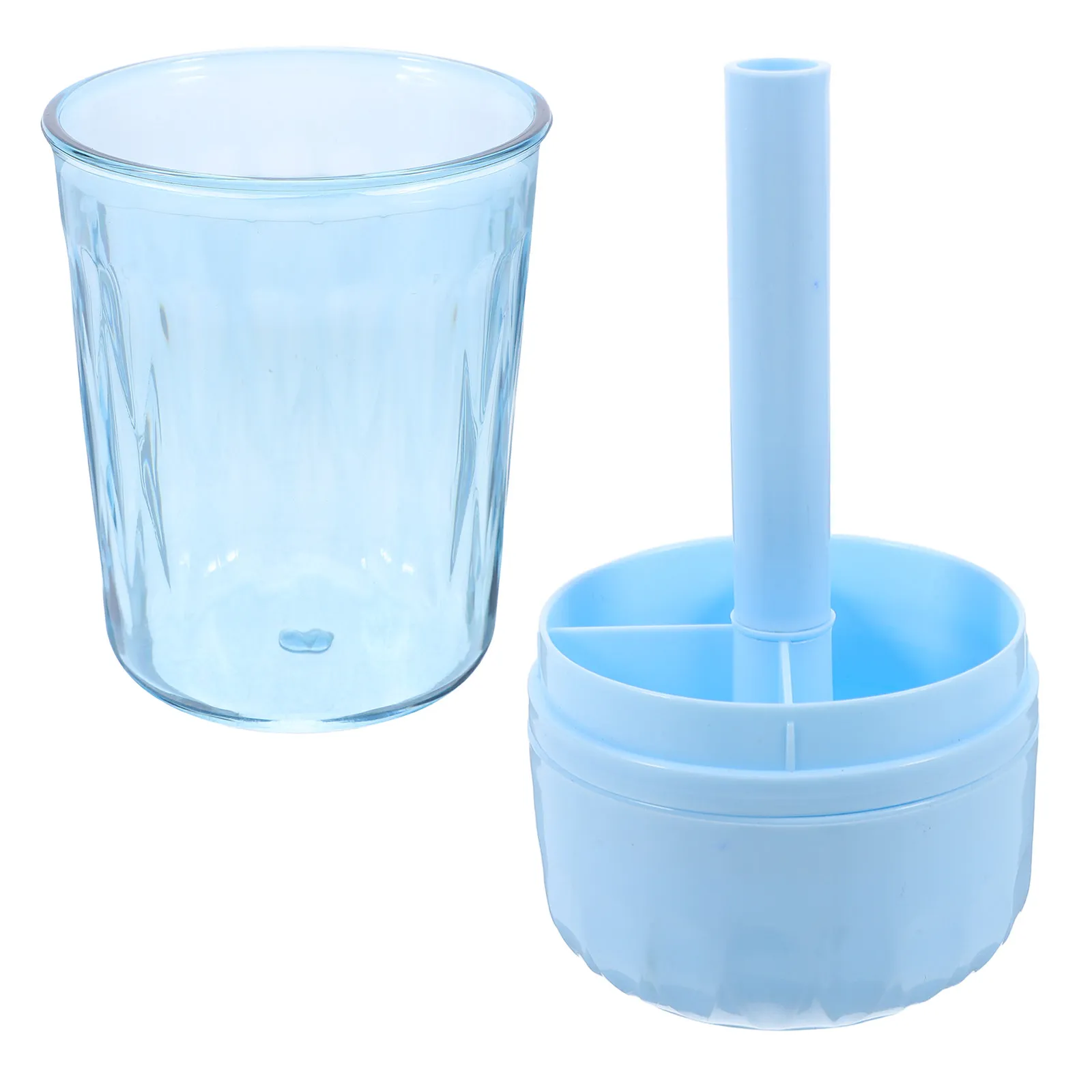 Multifunctional Travel Toothbrush Organizer Sleek Light Blue Toothbrush Holder with Top Brushing Cup Toothpaste Storage Dry