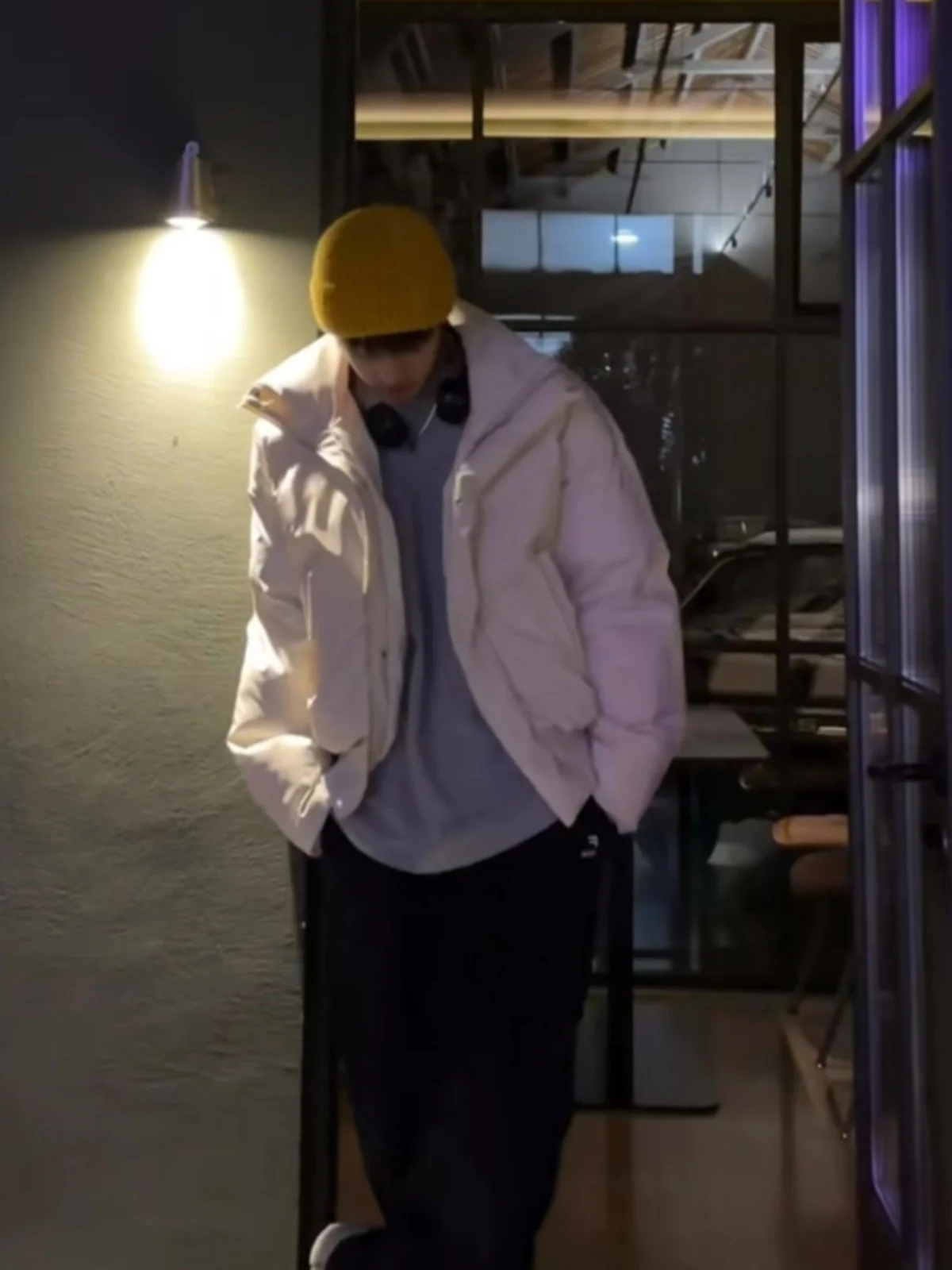 

Thiened Cotton Jaet Men's ort Sle Winter Warm Stand Collar Outerwear Casual Loose Fit Polyester Fiber High Street Sle