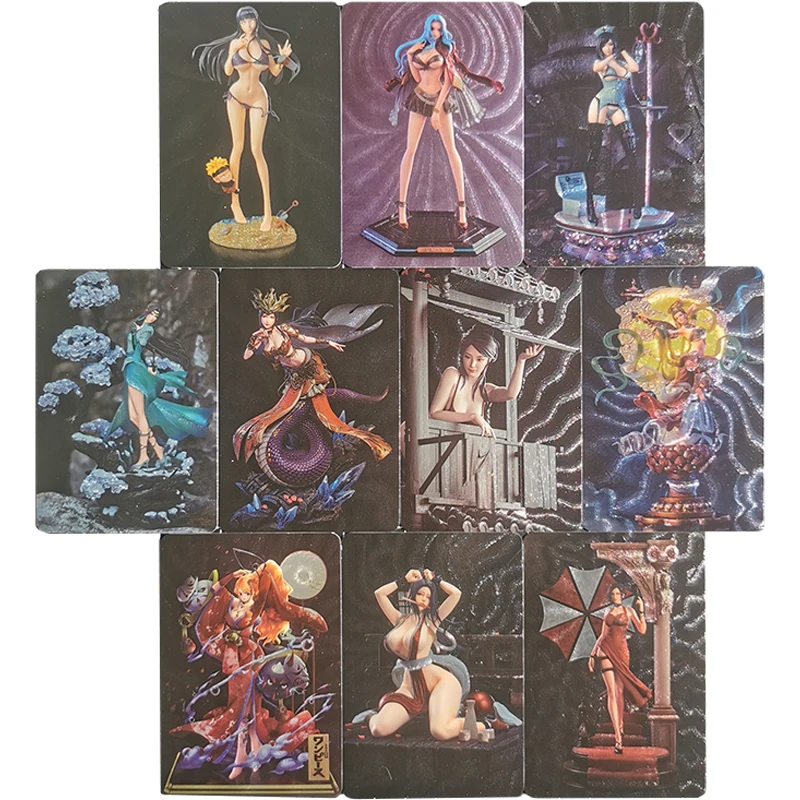 In Stock 10Pcs/set Sexy Anime Girl Card Tifa Nami Vivi Medusa Yunyun Mai Shiranui Ada Wong Hyuga Hinata Game Collection Card Toy