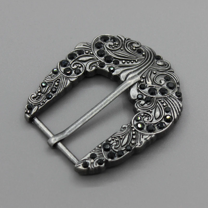 1sets 30mm Metal Belt Buckle Only Rhinestones Ancients Carve Pattern Pin buckles For Women Jeans Waistband DIY Crafts