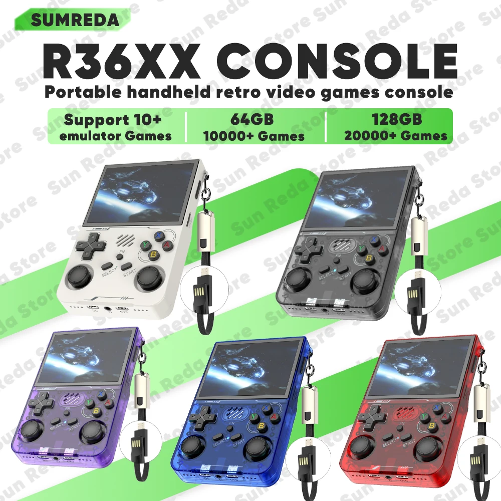 

SUMREDA R36XX Ретро портативная игровая консоль Wi-Fi 3,5-дюймовый IPS-экран Портативный игровой эмулятор для видеоконсолей Карманный игровой плеер