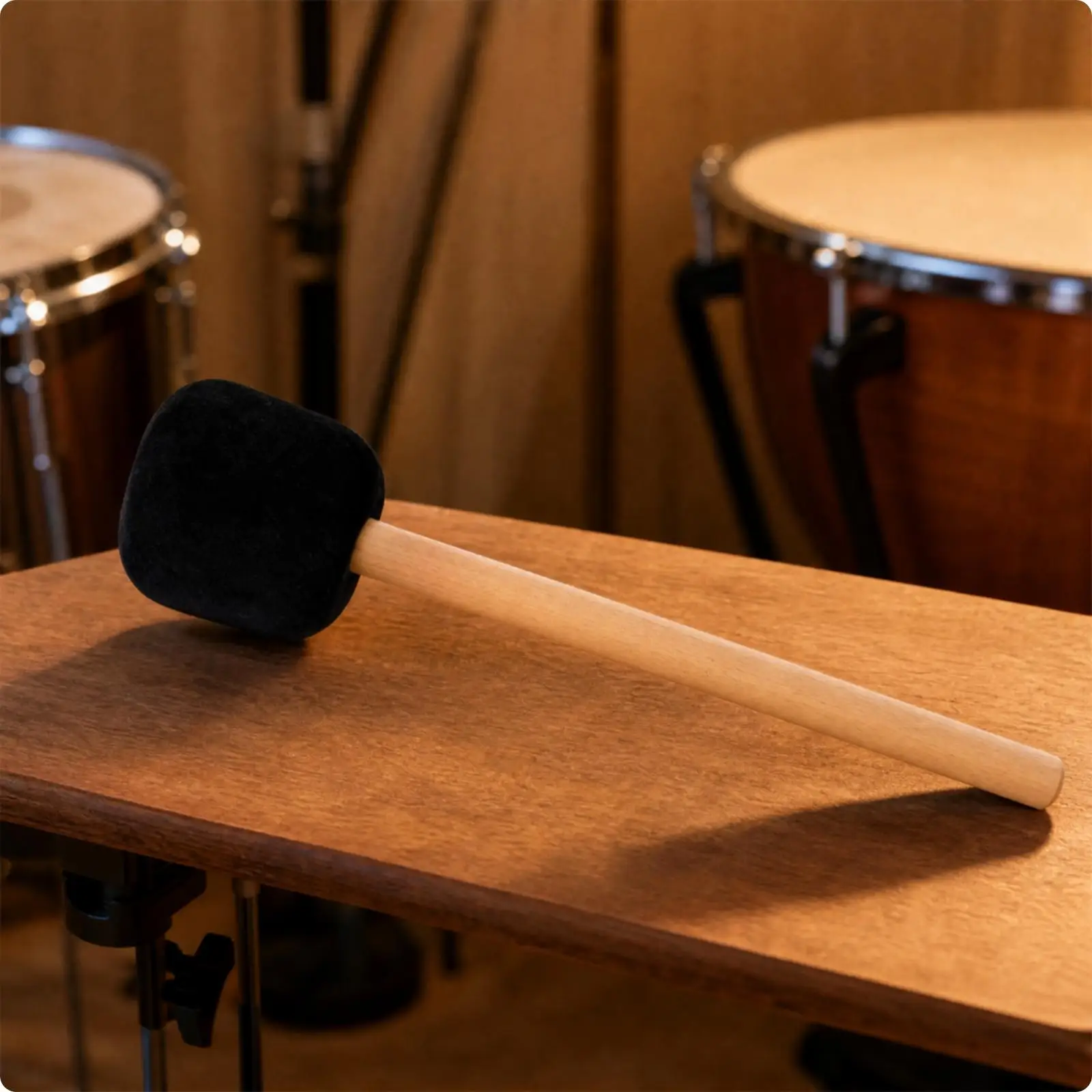 Balanced Bass Drum Mallet with Beech Wood Handle 40cm Marching Drumstick for Orchestral and Band Artists