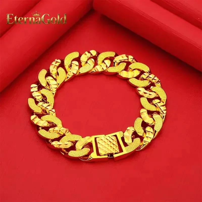 EternaGold  Men's 24K Gold (AU999) Boss Bracelet | Openwork coin pendant, micro-diamond halo with magnetic closure