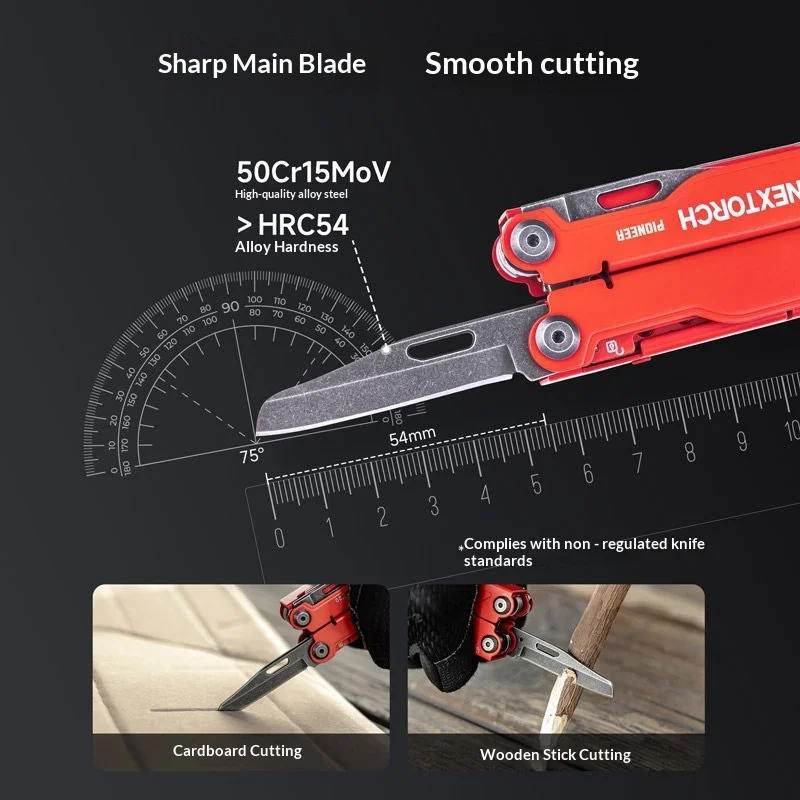 Nextorch Pioneer Multitool Folding Pliers Cutter Knife Car Window Breaker Outdoor Survival Tool 15 functions PS620040 Gift