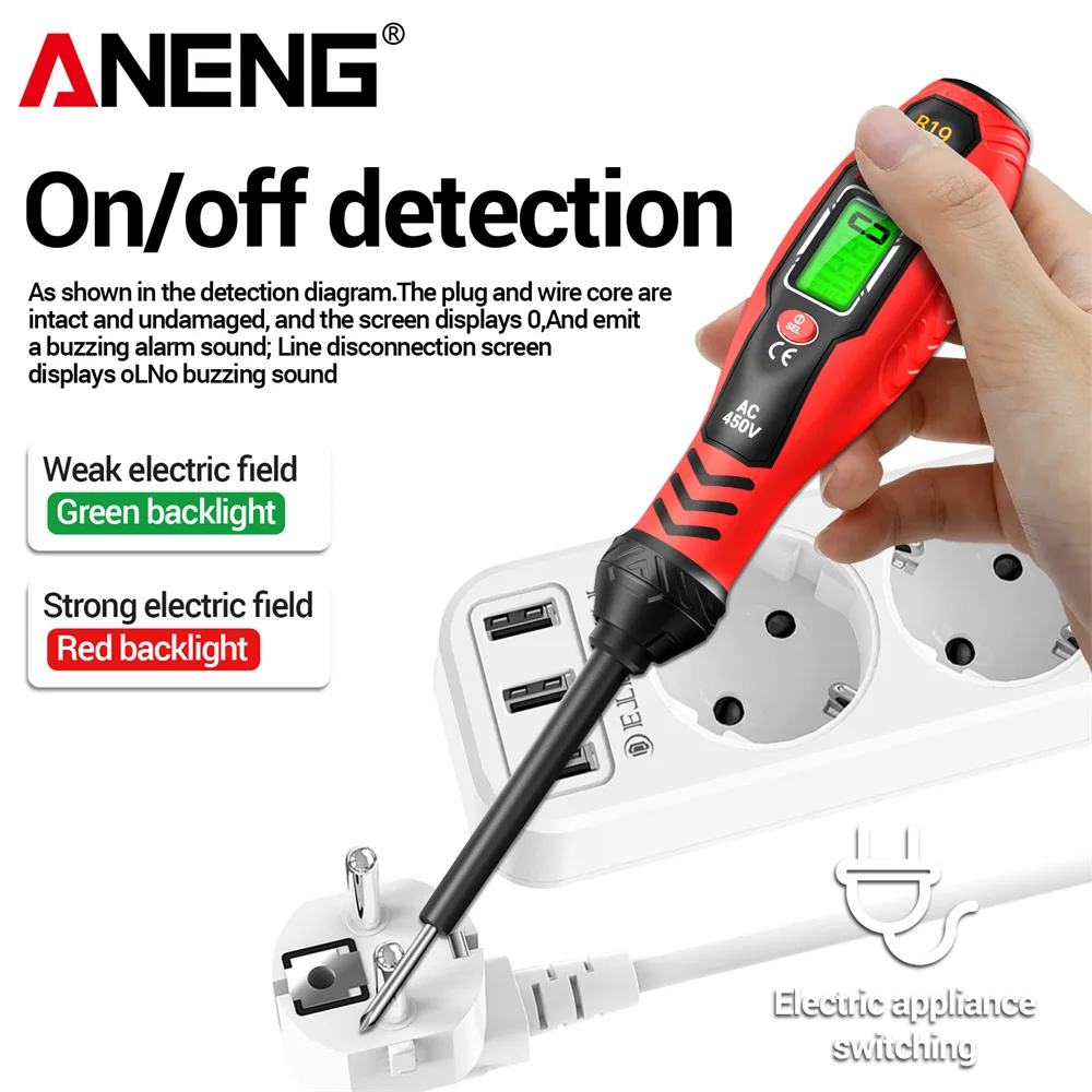 Cross/flat Screwdriver Pen ANENG B19 Small Handheld Test Pencil Non-contact Detection 30-1000V Voltage Buzzer Breakpoint Finder