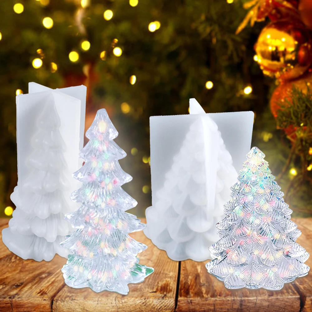 Christmas Tree Silicone Molds Reusable Washable Quick Release Non-Stick For Candle Making Aroma Soy Wax For Beginners