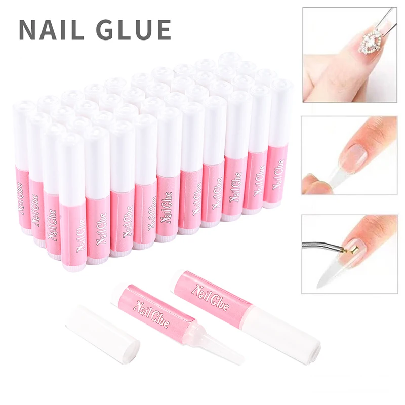 5–50 Stück Nagelkleber, Acryl, künstliche Nagelspitzen, selbstklebend, Gel, schnell trocknende Verlängerung, Super-Bond-Nagel-Strasssteine, Charms, künstliche Nägel, Mini-Kleber