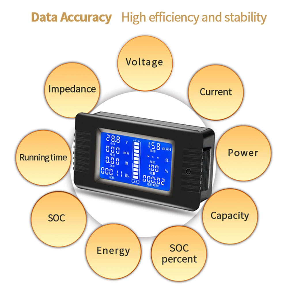 PZEM-015 100A 200A 300A Digitaler Batterietester Amperemeter Voltmeter Leistungskapazitätsmesser Ladeanzeige mit Shunt