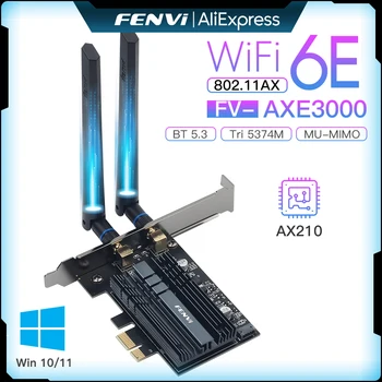 FENVI 5374Mbps WiFi 6E AX210 için Bluetooth 5.3 tri-band 2.4G/5G/6Ghz kablosuz PCIe WiFi adaptörü WiFi ax WiFi 6 kart PC Win10/11