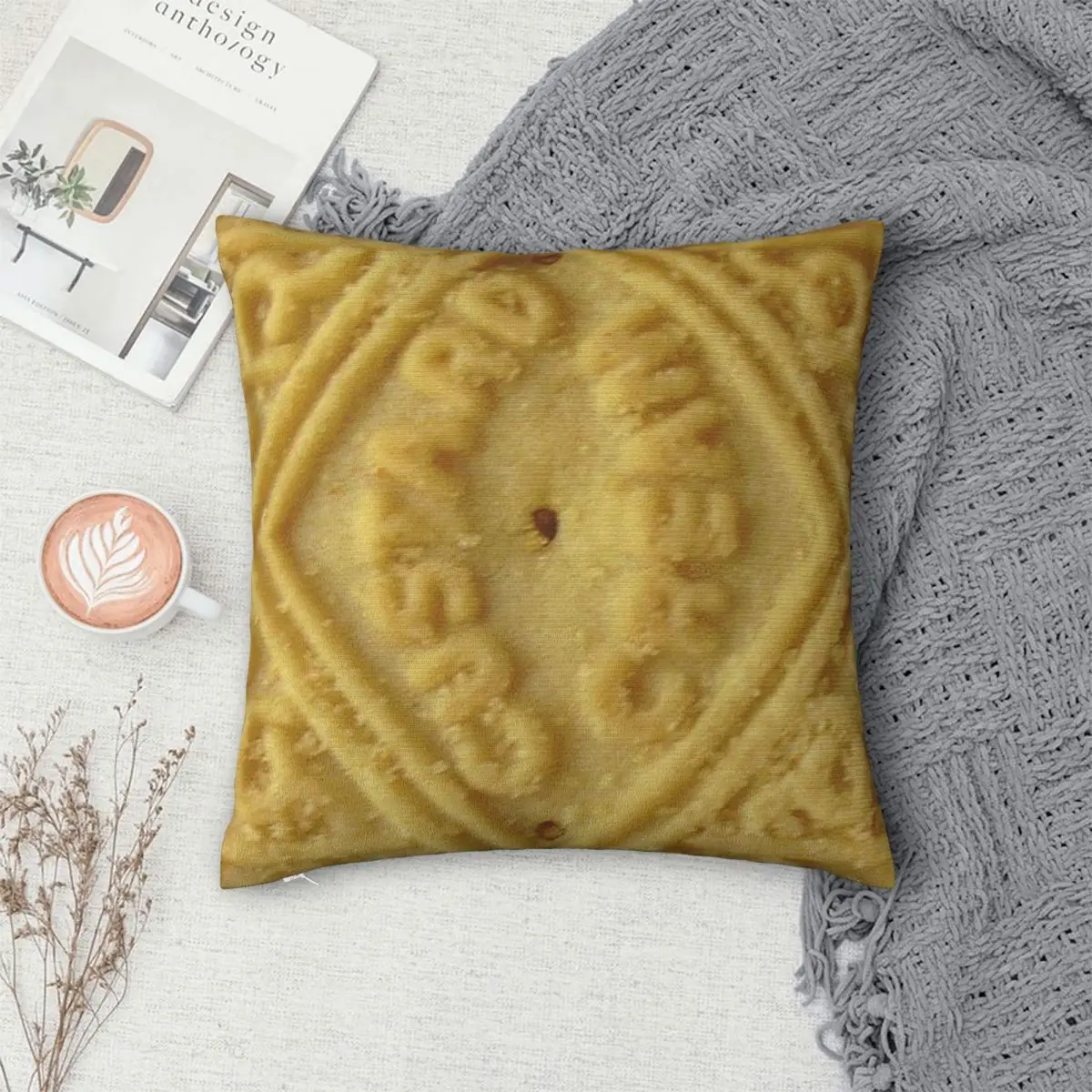 

Custard Cream Square Pillowcase Pillow Cover Polyester Cushion Decor Comfort Throw Pillow for Home Sofa