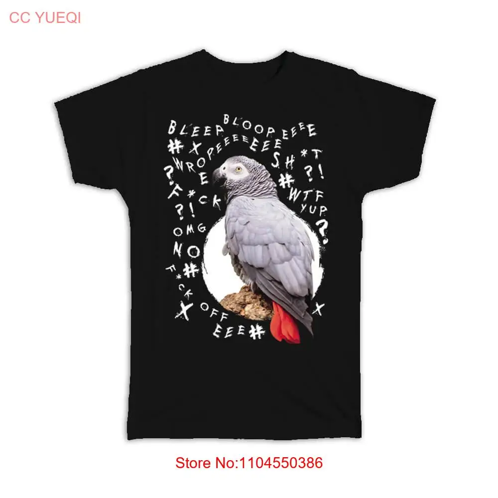 African Grey Gibberish T Shirt Bird Parrot Censored Cursing Words Funny long or short sleeves