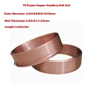 T2 Purple Copper Capillary Soft Coil/Refrigeration and Air Conditioning Copper Tube OD 1.8/2/2.5/3/4/5/6/6.35/8/9/10/12mm