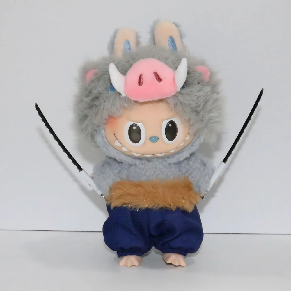 

17CM Labubu Doll Clothes Cosplay Costume Anime Demon Slayers Pig Dress Up Dolls Accessories Sitting Party Game Birthday Gift Toy