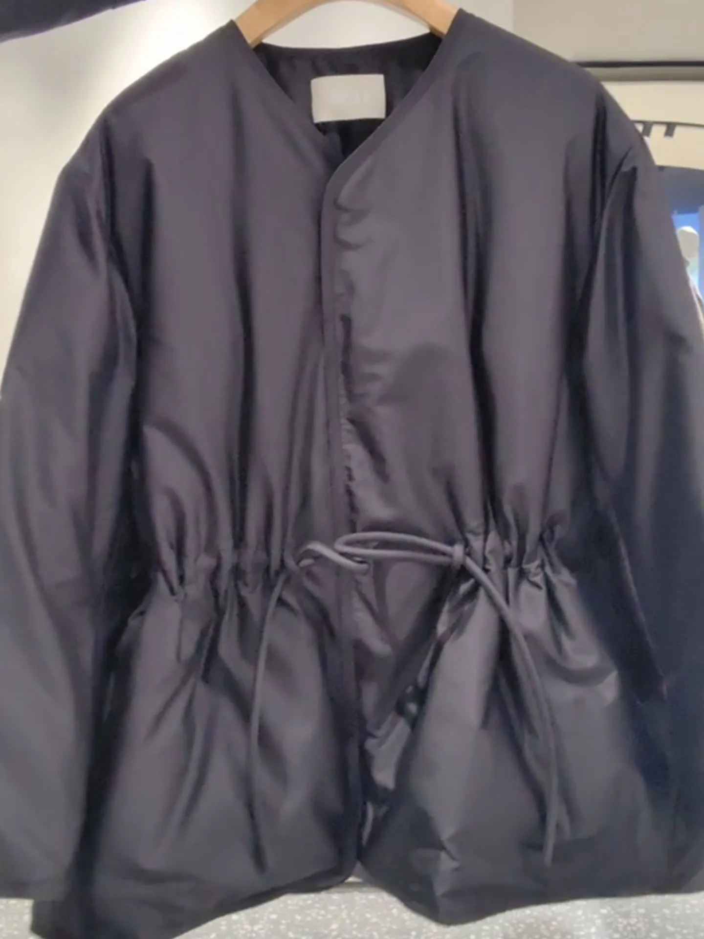 Ele Bla Mid-Length Women's down Jaet Winter 2025 Dstring Waist Loose Versatile Warm Outerwear Commute Sle Korean...