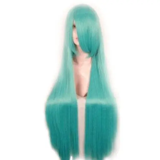 100CM  Straight Mint Green Synthetic  Hair Long Cosplay Party Wigs