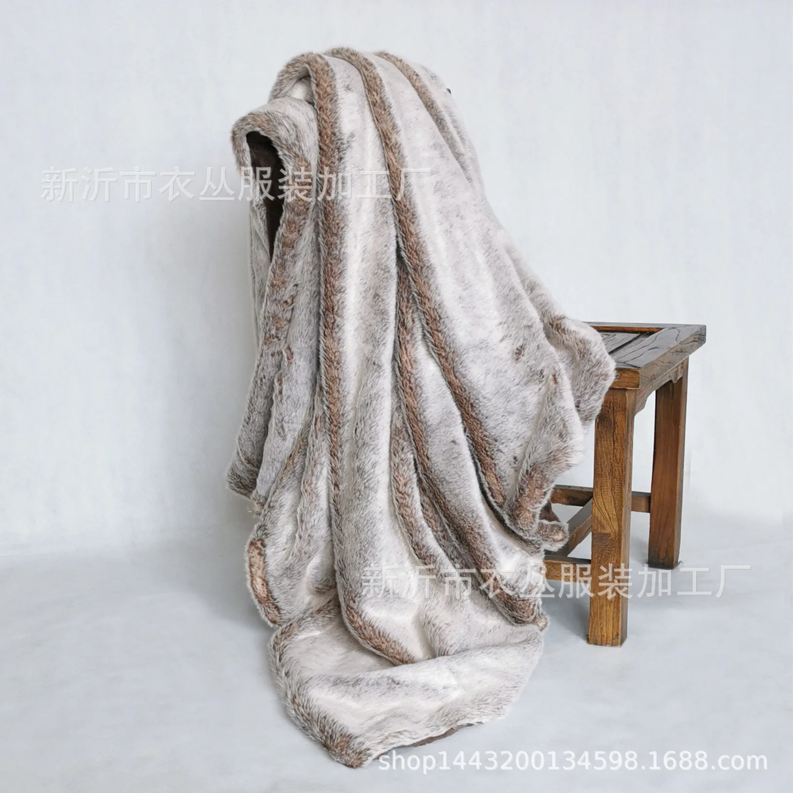 Faux wool blanket thickened double layer faux fur long hair warm lining plush PV fleece blanket