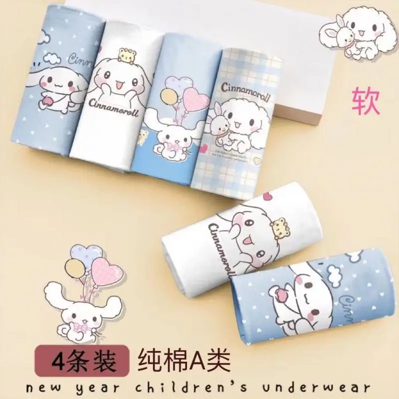 Sanrioed Set di biancheria intima per bambini Anime Cinnamoroll ragazzi ragazze slip in cotone per bambini pantaloncini da cartone animato regalo per bambini traspirante