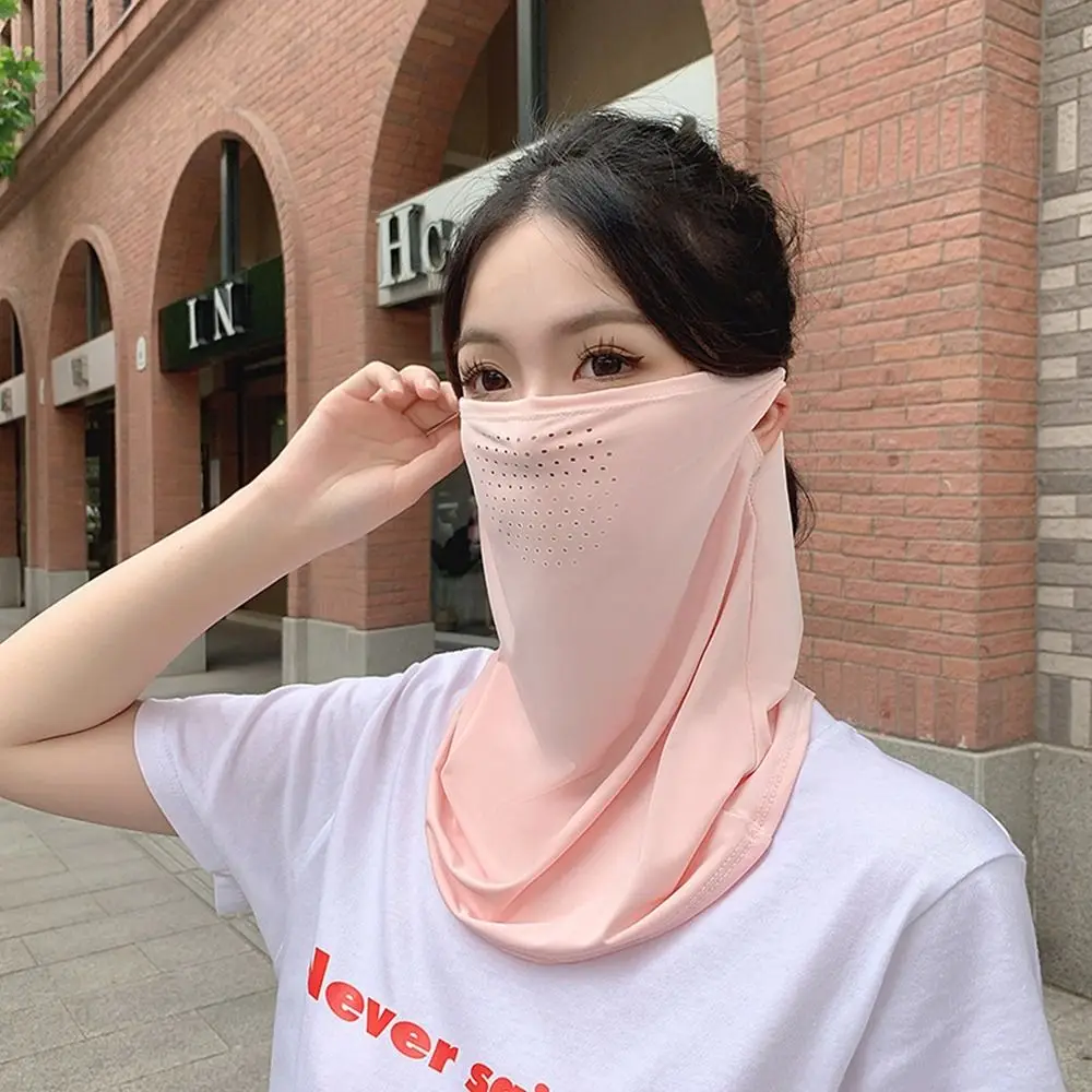 Voor Mannen Zonbestendige Bib Zomer Gezicht Sjaals Voor Vrouwen Effen Kleur Gezicht Cover Zonnebrandcrème Gezicht Sjaal Ijs Zijde Masker Hals Wrap Cover