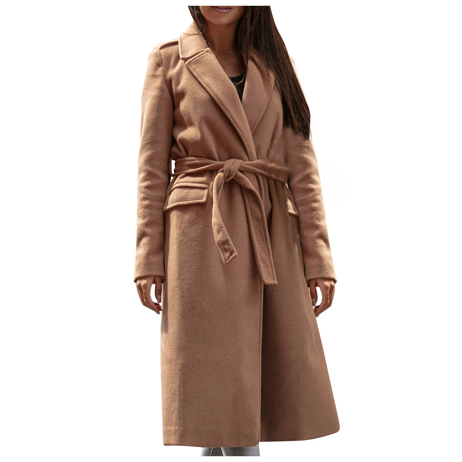 2023 inverno donna cappotto di lana manica lunga Casual miscele di lana femminile Vintage soprabito solido elegante cappotto di lana capispalla