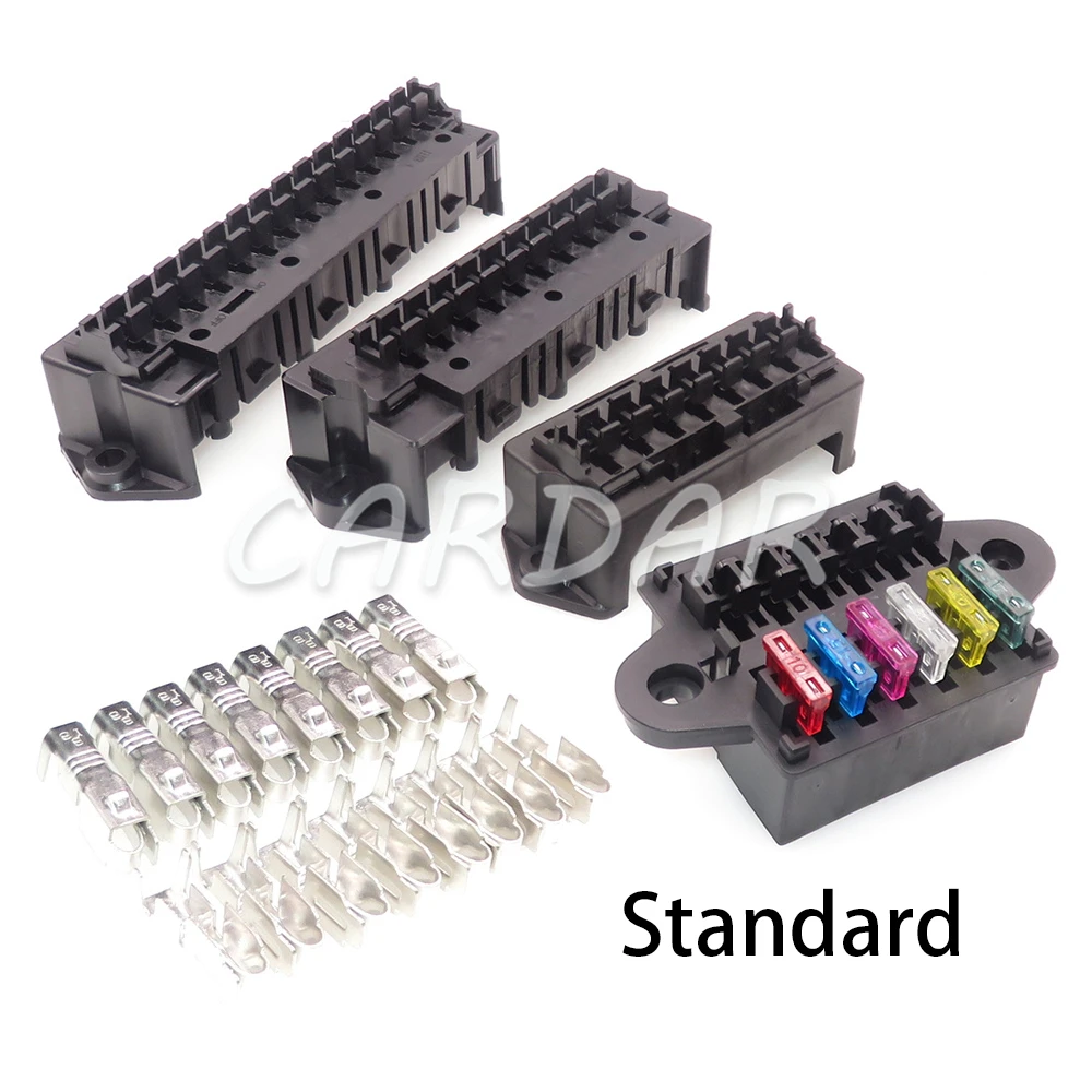 

1 Set 8/10/12/15 Way Standard Automobile Circuit Controller Box with Crimp Terminal Middle AC Assembly Car Blade Fuse Holder