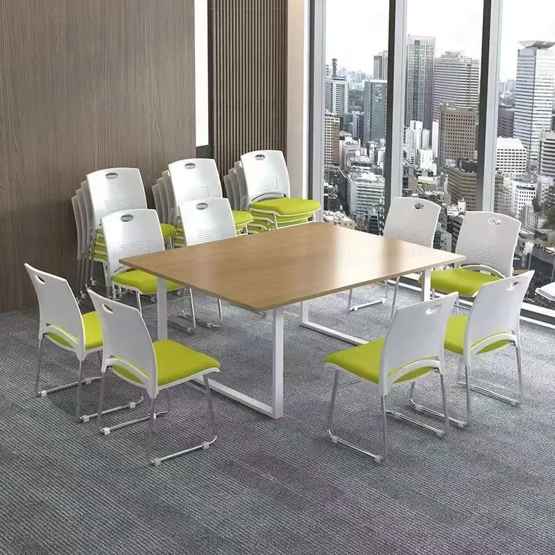 #Modern Minimalist Ergonomic Conference Office Chair Stackable Design Plastic Frame  Metal Legs for Home Office Staff Meetings