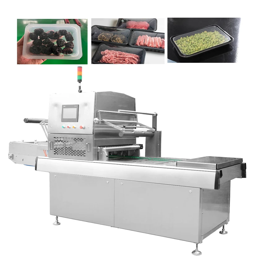 710mm Film Width MAP Skin Packaging Machine 2-4 Cuts/Min Modified Atmosphere All-in-One Tray Sealing Equipment