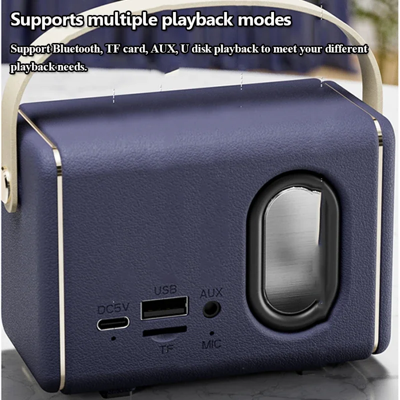 Mini altoparlante Bluetooth retrò portatile Hifi Sound Music Box lettore musicale MP3 Wireless con supporto per microfono scheda TF USB AUX Pla