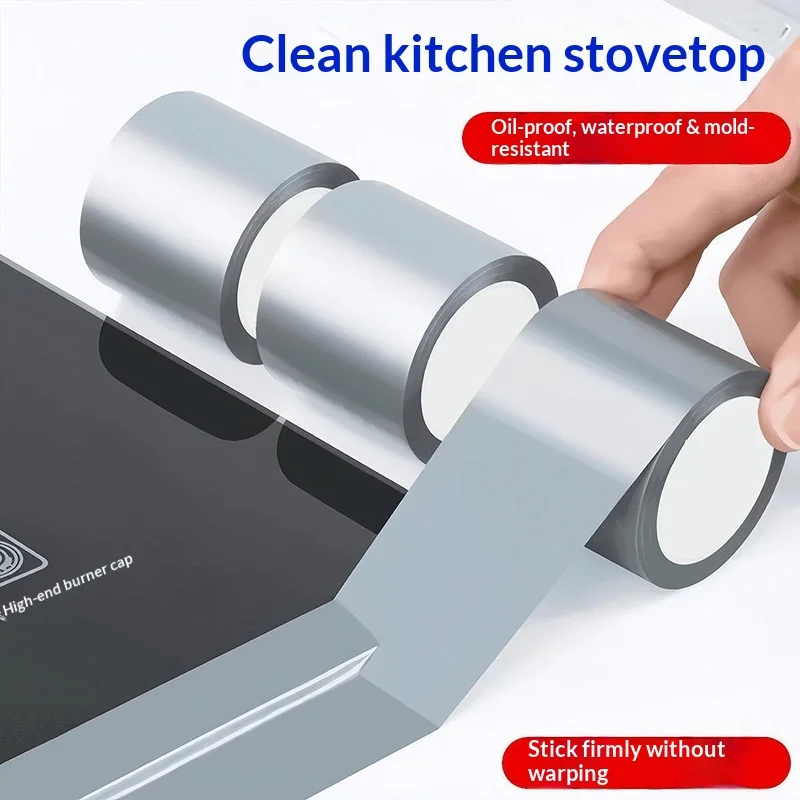 Meisew Adhesive Kitchen Sink Waterproof Adhesive Stove Heat-resistant Aluminum Foil Tape Sink Water Blocking Edge Sealing Strip