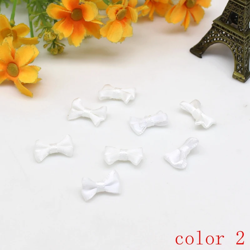 50/100 Stück 10mm-20mm Kleine Satinband-Schleifen Blumenapplikationen zum Nähen Bastelschleifen für Hochzeiten Partys DIY-Dekorationen – Detail 6