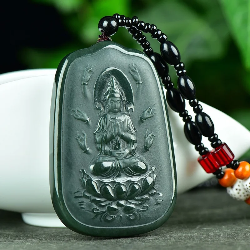 Hetian Thousand-Hand Guanyin Maitreya Buddha Pendant Green Jade Eight Guardian Deities Twelve Zodiac Charms