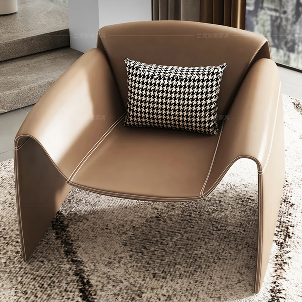 

Luxury Lumbar Support Chairs Living Room Design Stylish Leather Sofa Nordic Minimalist Lounge Furniture Perfect Home Decor
